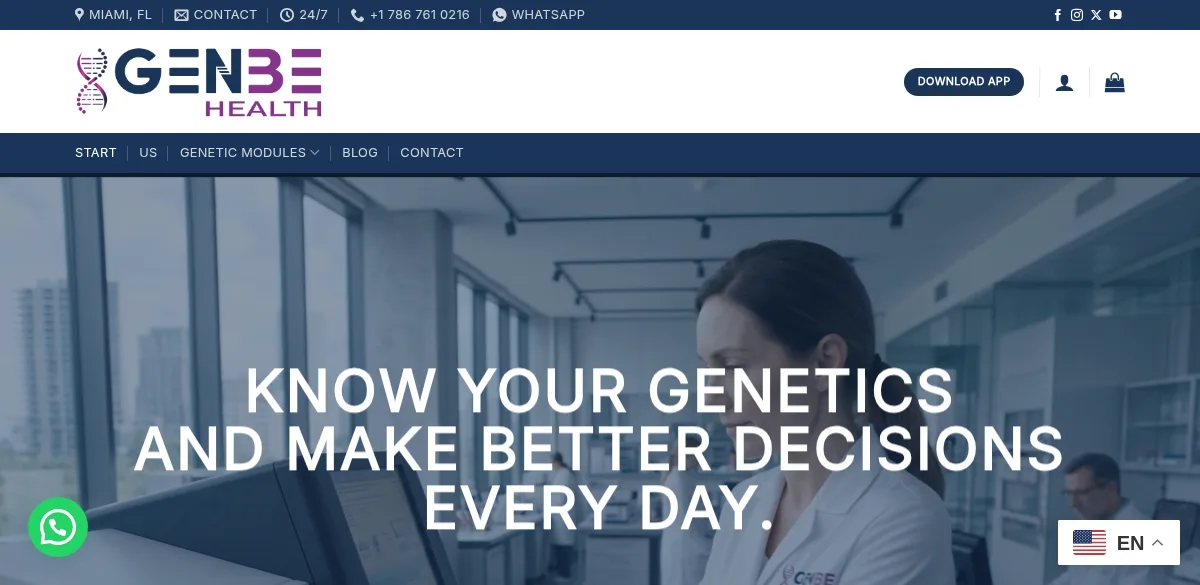 Sitio web de GEN BE HEALTH — nutrición basada en genética